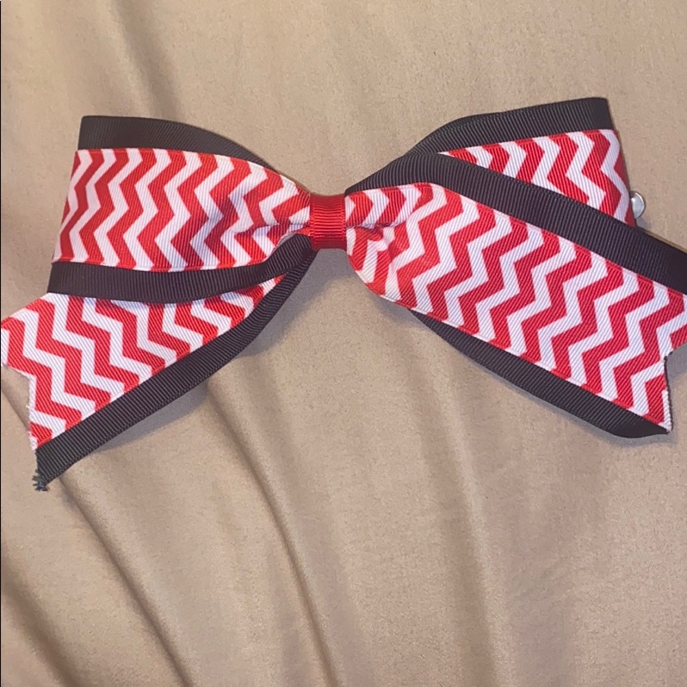 Red/White Chevron Cheer Bow